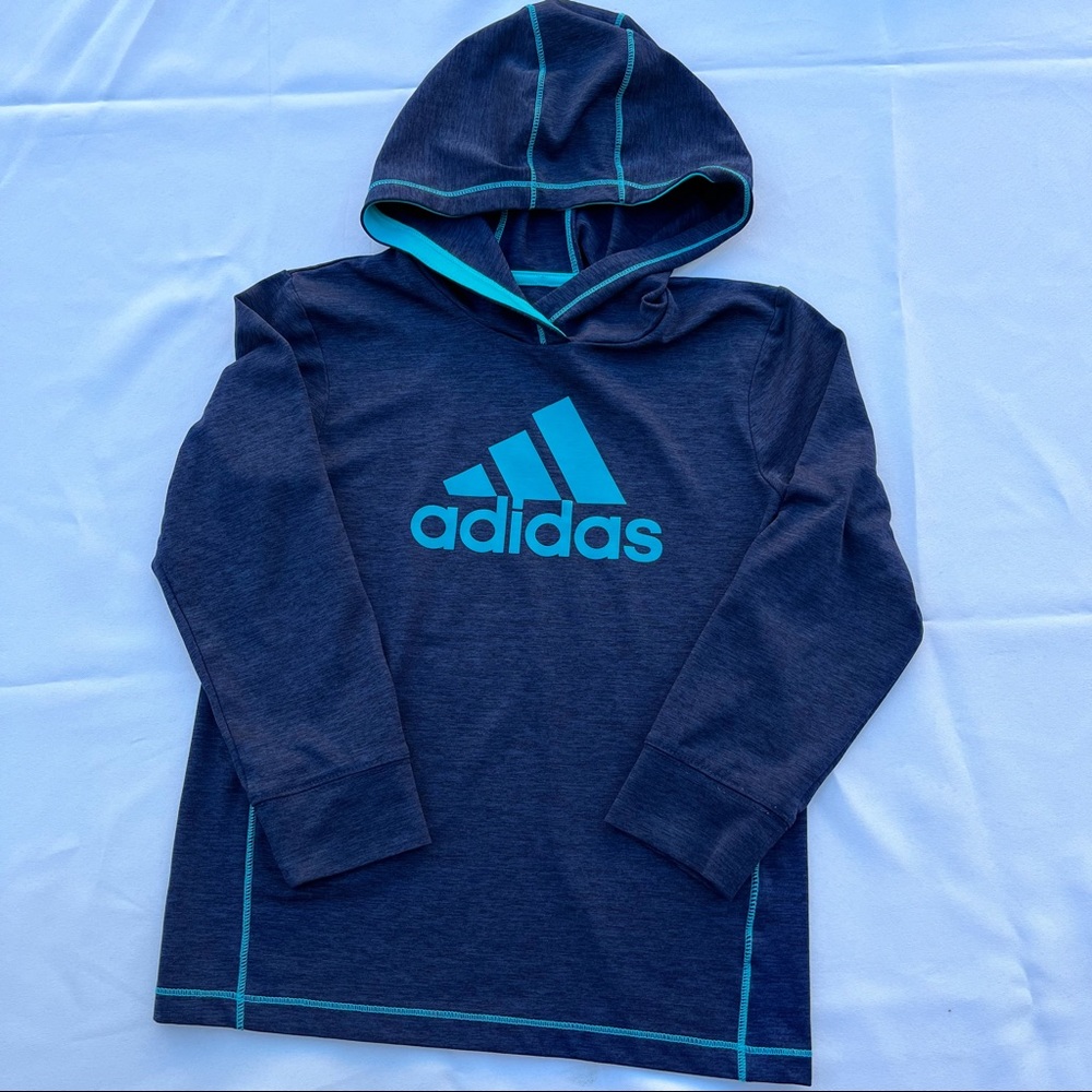 Adidas Unisex Dark Blue Long Sleeve Climalite Dry-fit Shirt with Hood Hoodie